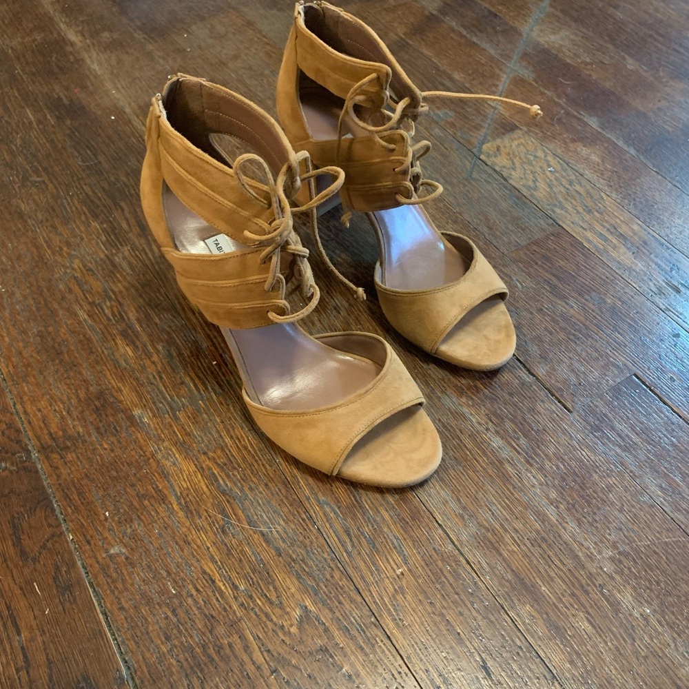 Tabitha Simmons Tan neutral lace up heel sandals size 8
